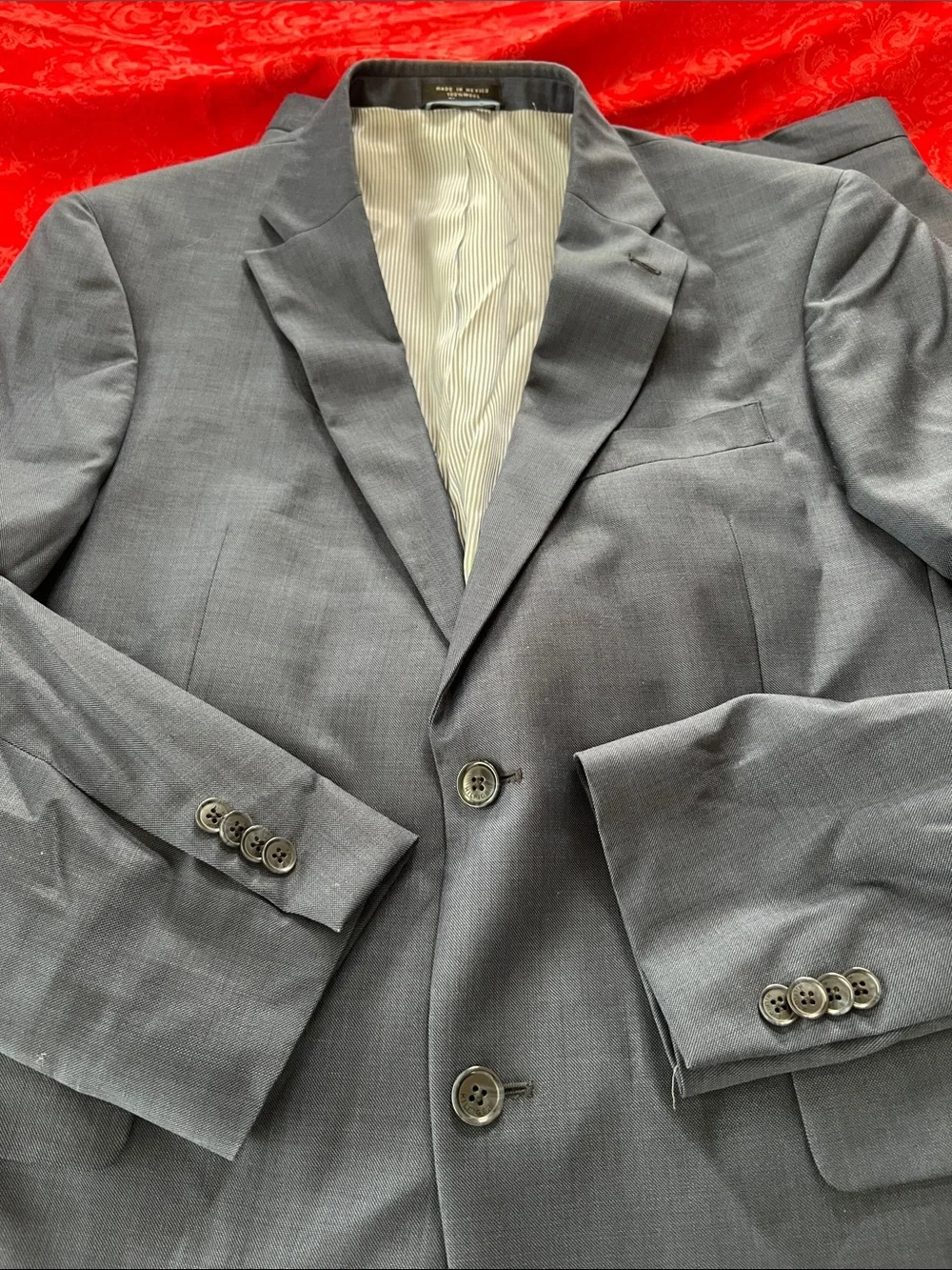 Tommy Hilfiger Blue Wool Two-Piece Suit Men's Approx 42R 34x29.5 Business Formal
